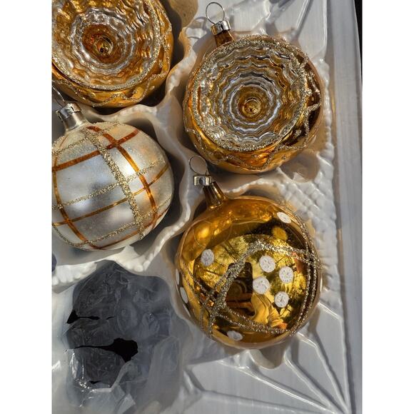 VINTAGE KURT S ADLER CHRISTMAS ORNAMENTS CZECHOSLOVAKIA GOLD AND SILVER -S1 - Picture 3 of 10